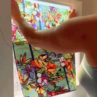 Rolimey® Floral Glass 𝐑𝐚𝐢𝐧𝐛𝐨𝐰 Window Film