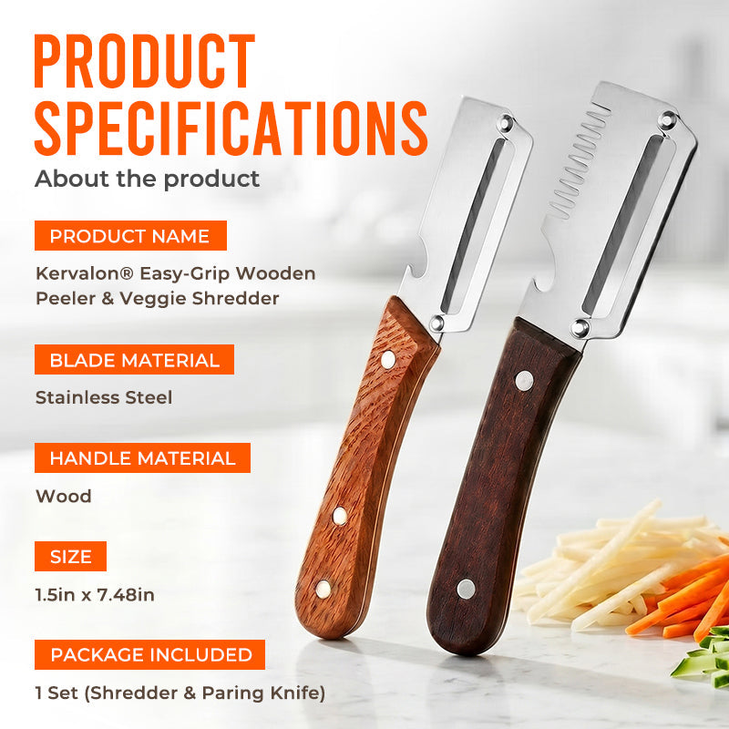 Rolimey® Easy-Grip Wooden Peeler & Veggie Shredder