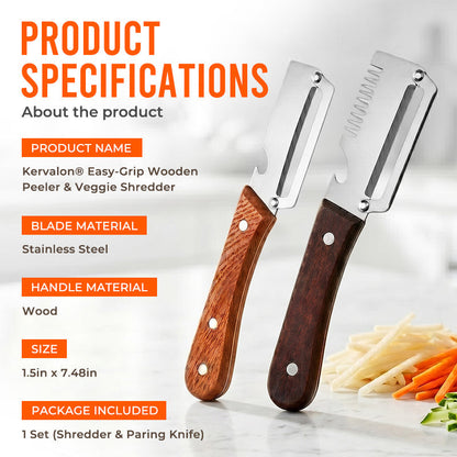 Rolimey® Easy-Grip Wooden Peeler & Veggie Shredder