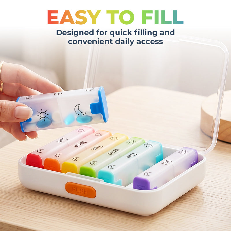CareBreeze® DoseKeeper AM/PM Pill Organizer – Travel-Friendly, Large Capacity