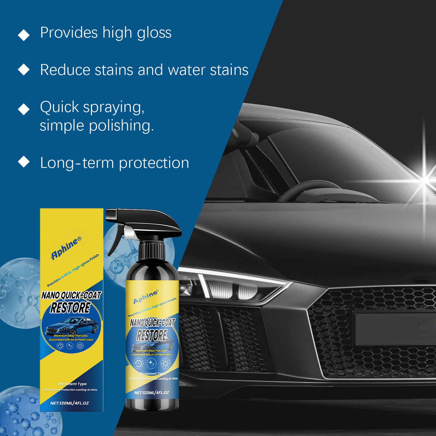 ⭐️Aphine® Automotive Nano Coating Repair Agent - With Dust and Water Repellent Properties - Long-lasting and Durable with Gloss, Suitable for Continuous Use