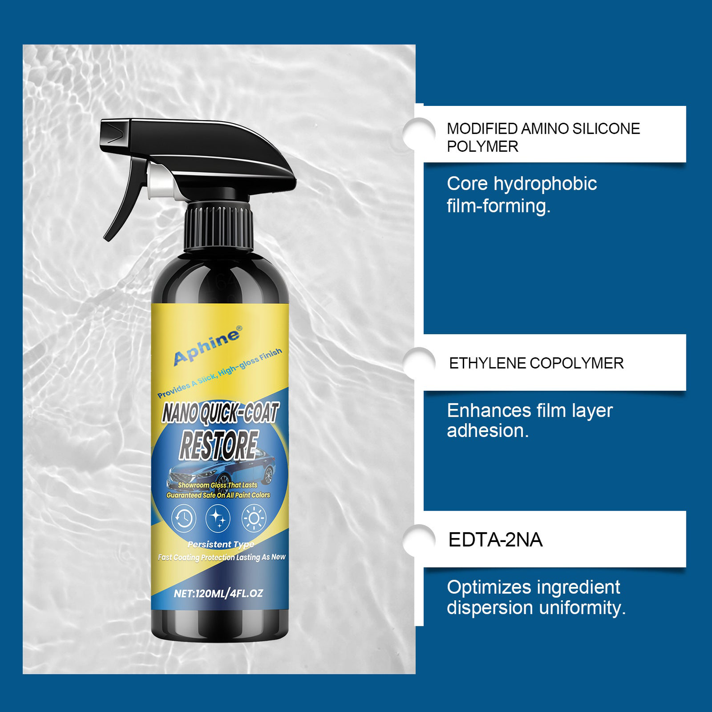 ⭐️Aphine® Automotive Nano Coating Repair Agent - With Dust and Water Repellent Properties - Long-lasting and Durable with Gloss, Suitable for Continuous Use
