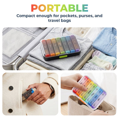 CareBreeze® DoseKeeper AM/PM Pill Organizer – Travel-Friendly, Large Capacity