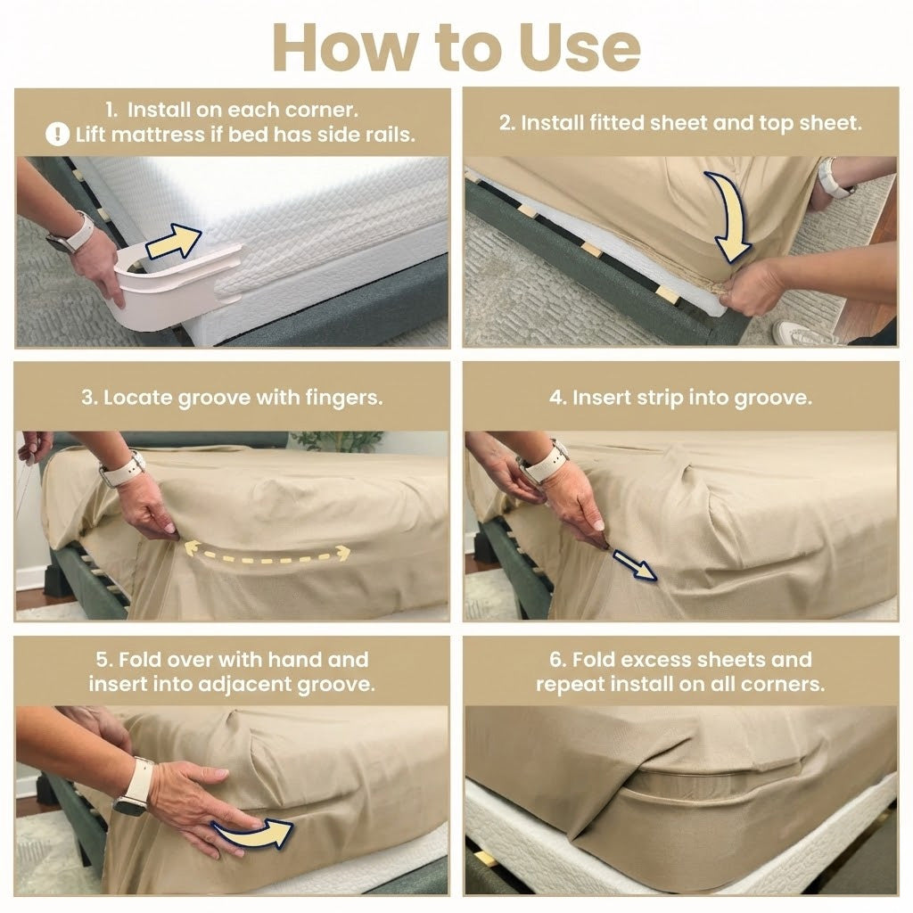 Rolimey® Fitted Bed Sheet Holders Firm Sheet Grip with Invisible Strips 🌎