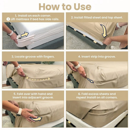 Rolimey® Fitted Bed Sheet Holders Firm Sheet Grip with Invisible Strips 🌎