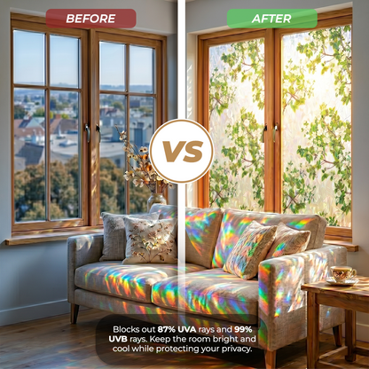 Rolimey® Floral Glass 𝐑𝐚𝐢𝐧𝐛𝐨𝐰 Window Film