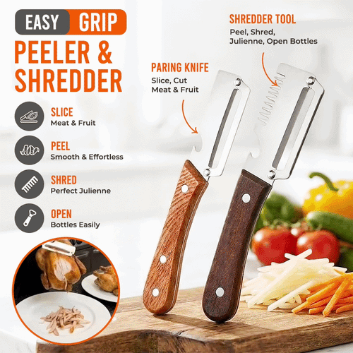 Rolimey® Easy-Grip Wooden Peeler & Veggie Shredder