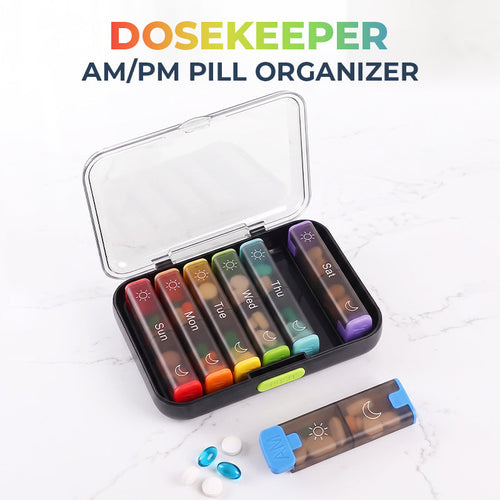 CareBreeze® DoseKeeper AM/PM Pill Organizer – Travel-Friendly, Large Capacity