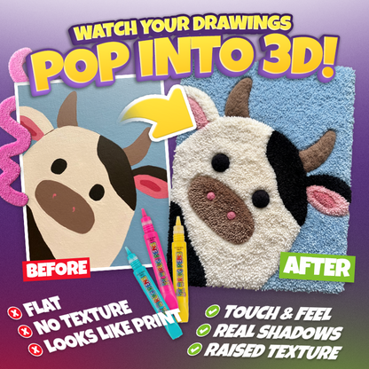 Futusly® FurryPop 3D Rug Pens – Turn Flat Drawings Into Touchable 3D Art🪄