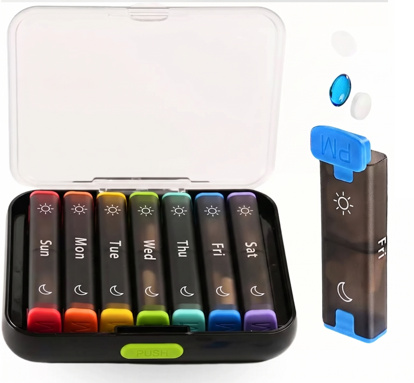 CareBreeze® DoseKeeper AM/PM Pill Organizer – Travel-Friendly, Large Capacity