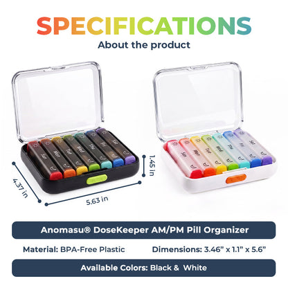 CareBreeze® DoseKeeper AM/PM Pill Organizer – Travel-Friendly, Large Capacity