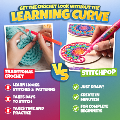 Futusly® StitchPop 3D Crochet Art Pens🧶Turn Flat Drawings Into Touchable 3D Art🪄