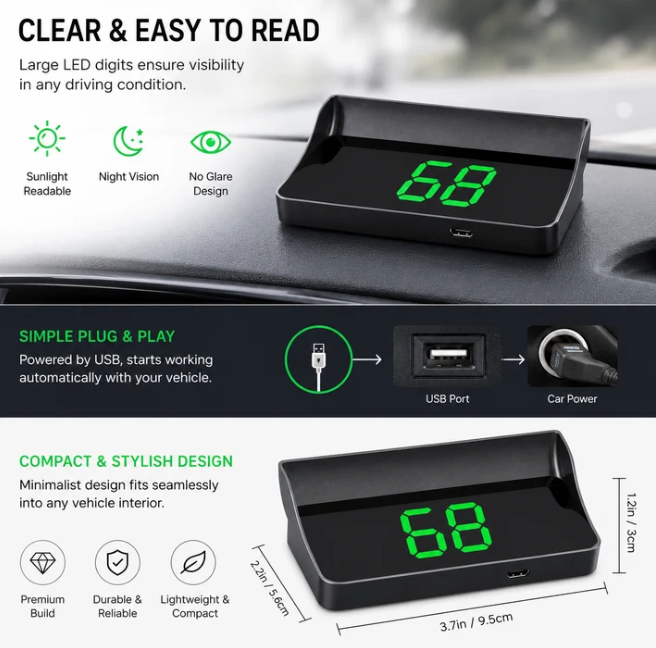 🔥🔥Remifa® Head Up Display Car GPS Digital Speedometer
