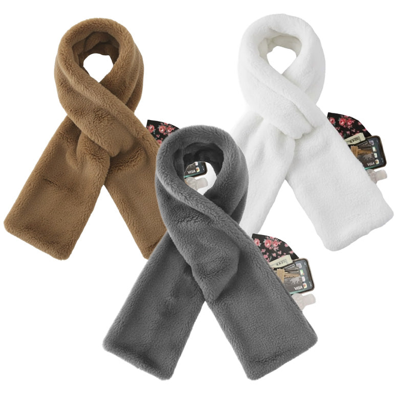 Rolimey® Faux Fur Scarf 𝚠𝚒𝚝𝚑 Secret Zipper Pocket
