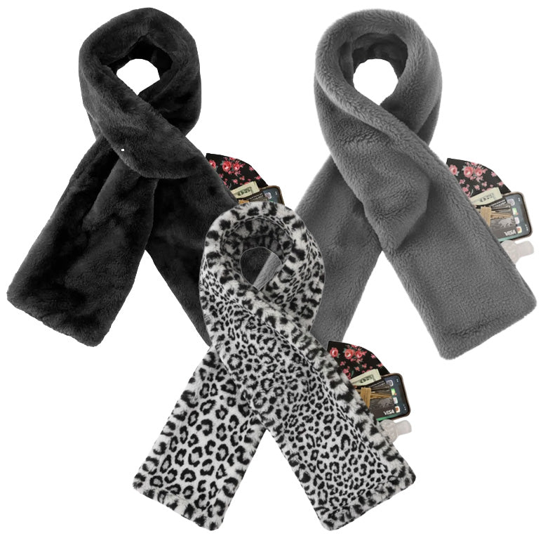 Rolimey® Faux Fur Scarf 𝚠𝚒𝚝𝚑 Secret Zipper Pocket