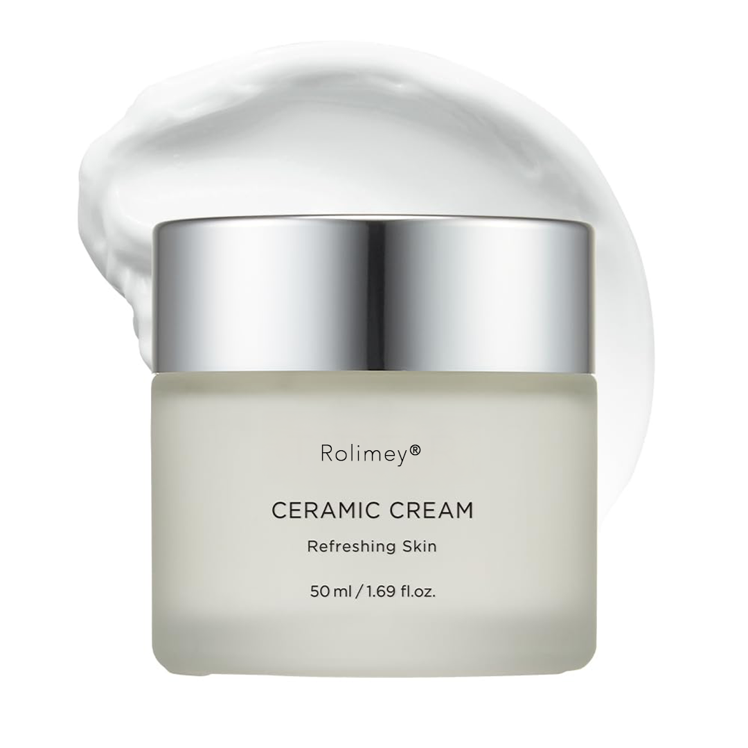 Rolimey® Natural Ceramide Cream | Deep moisturizer for Glass Skin, Polyglutamic acid, Centella Asiatica Extract, Skin barrier, Lightweight, Mild, Nature derived ingredients, Dry skin