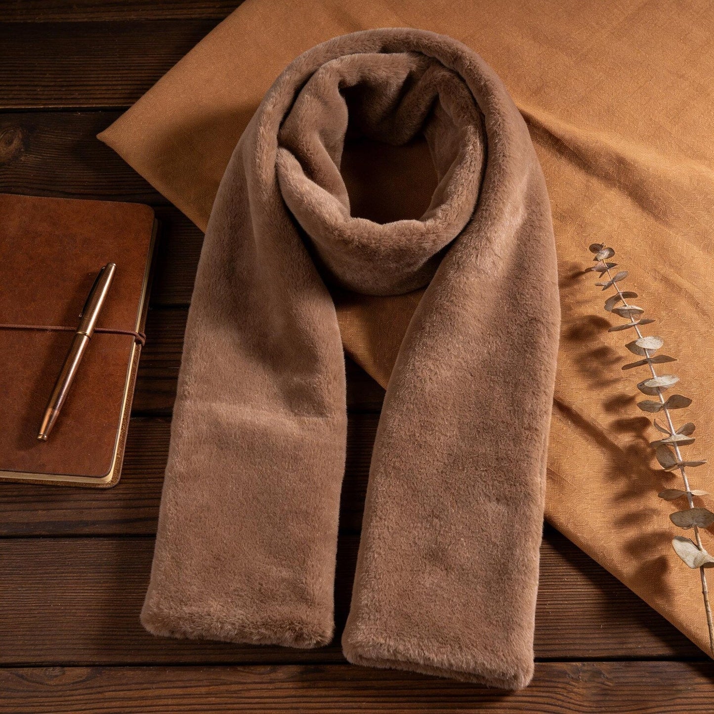 Rolimey® Faux Fur Scarf 𝚠𝚒𝚝𝚑 Secret Zipper Pocket